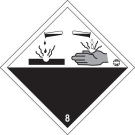 Alu-Plakette Gefahrensymbol Nr. 8 „Ätzende Stoffe”